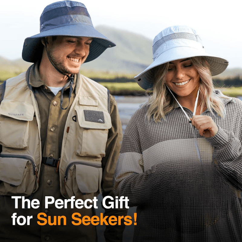 Wide Brim Sun Hat With Mesh Ventilation For Adventure - USA Fish Bait