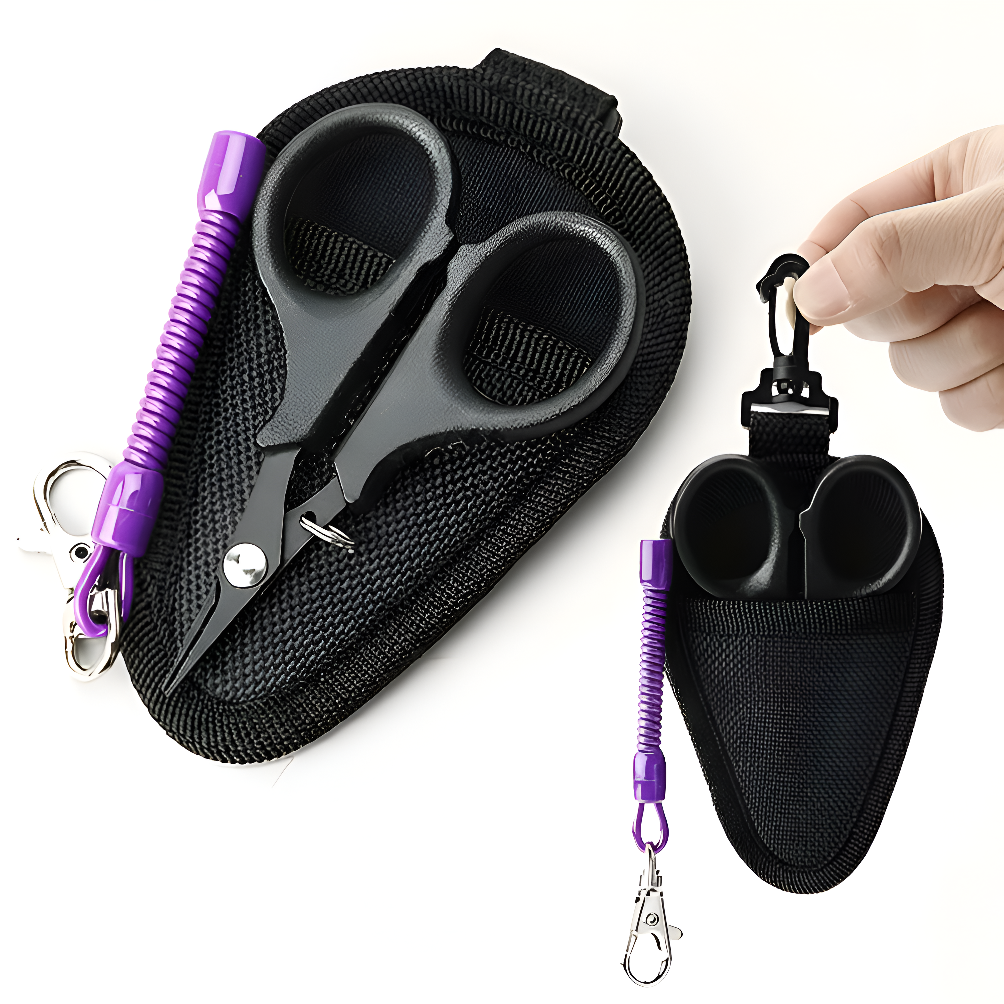 Stainless Steel Fishing Scissors | Small Single-Sided Serrated Line Cutter for Nylon and Carbon Lines, Sharp and Rust-proof with Spring Lanyard