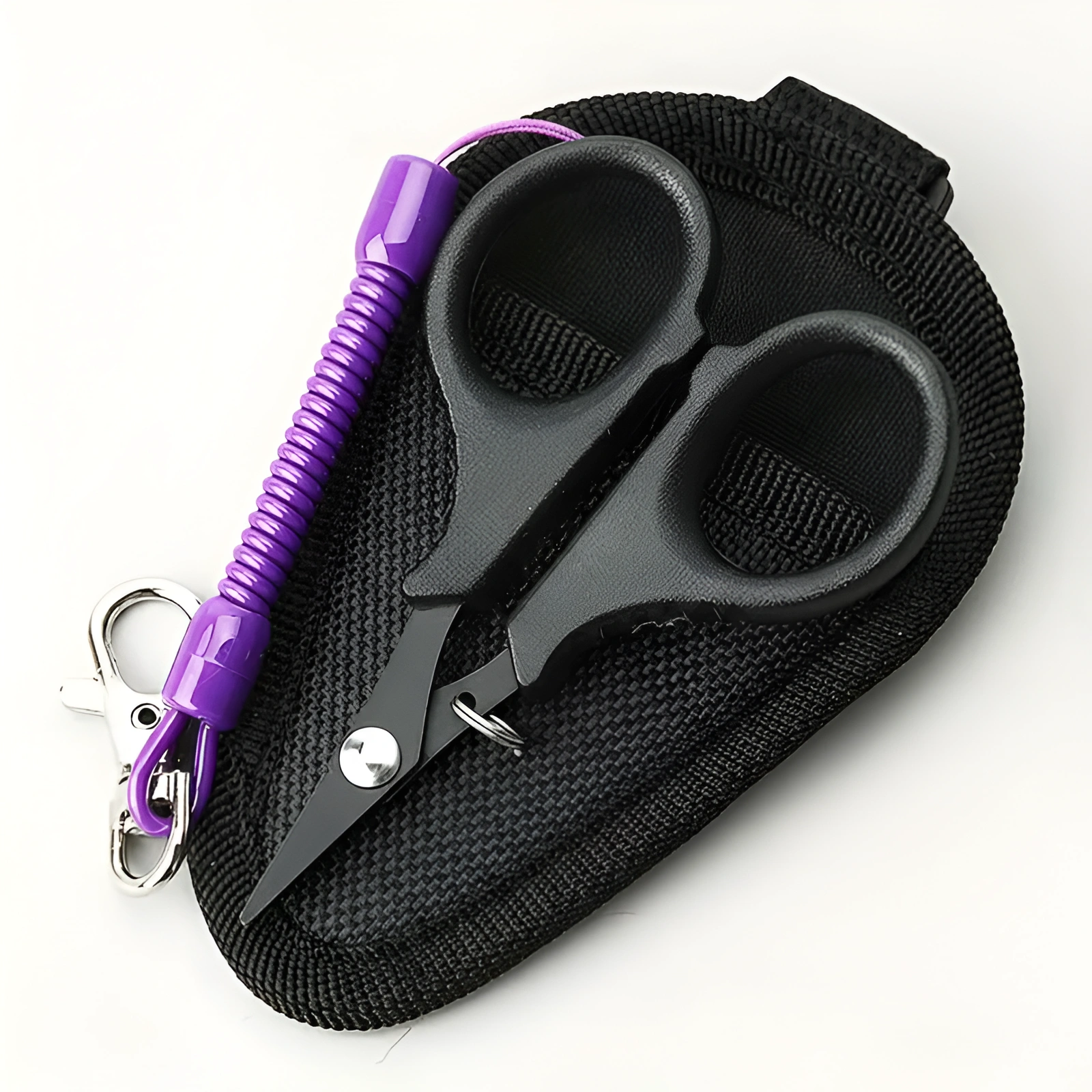 Stainless Steel Fishing Scissors | Small Single-Sided Serrated Line Cutter for Nylon and Carbon Lines, Sharp and Rust-proof with Spring Lanyard