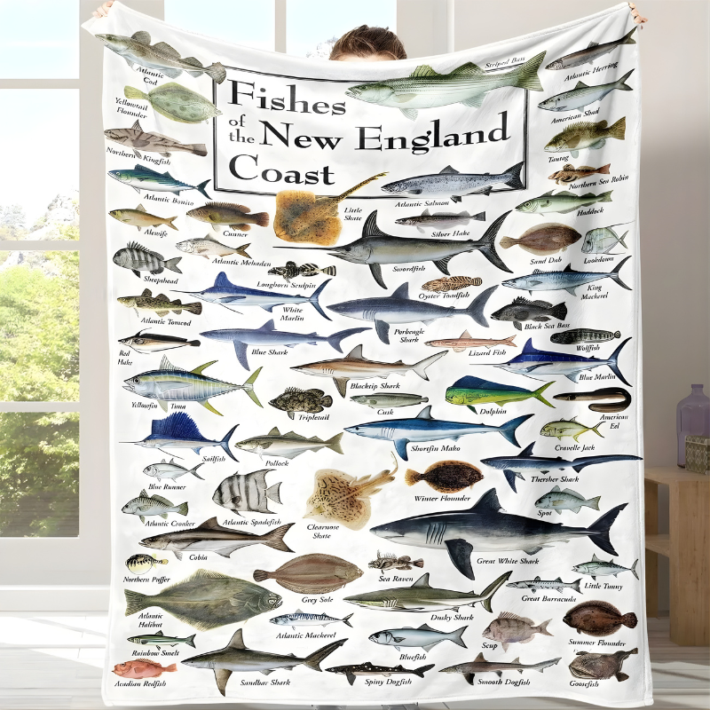  Fish Pattern Flannel Blanket