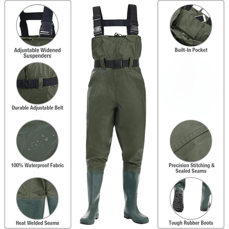 Waterproof Fishing Waders With Boots Waders For Anglers-USA Fish Bait