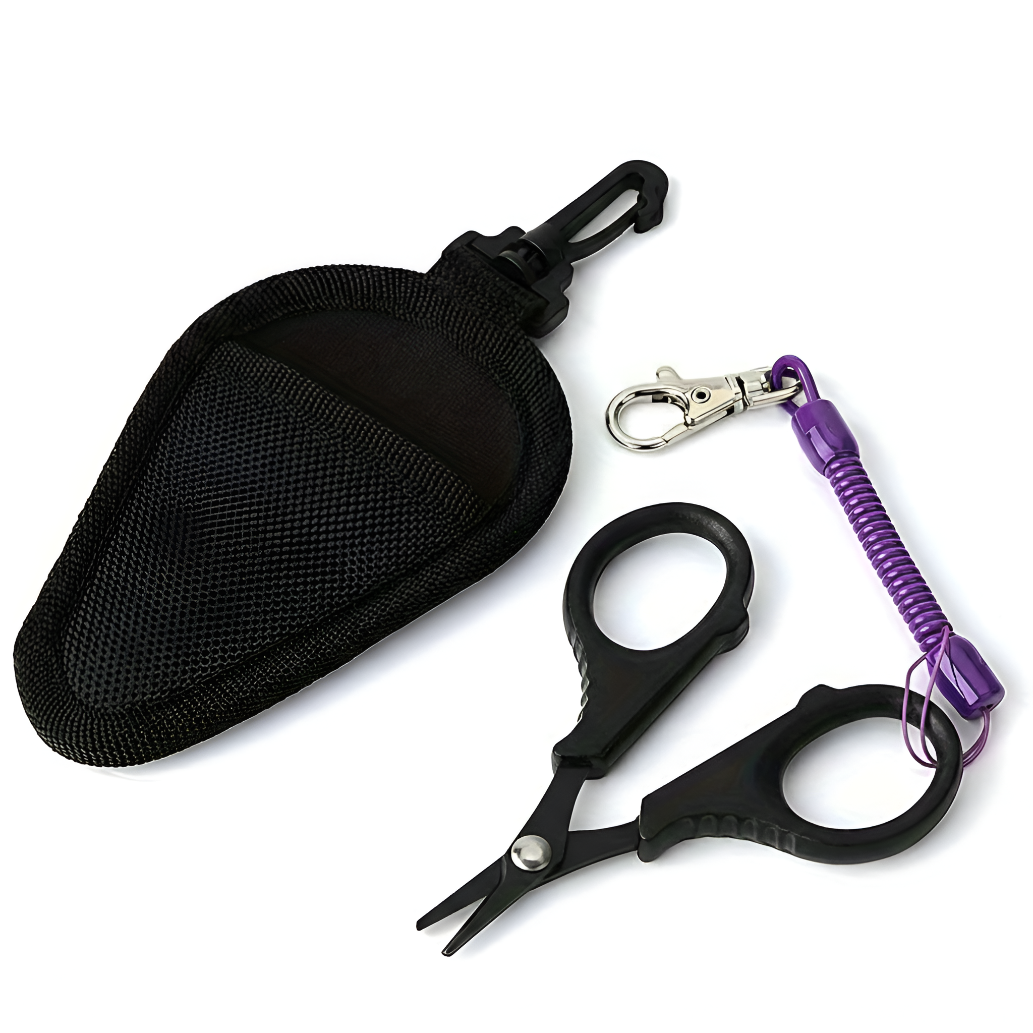 Stainless Steel Fishing Scissors | Small Single-Sided Serrated Line Cutter for Nylon and Carbon Lines, Sharp and Rust-proof with Spring Lanyard