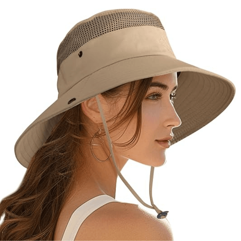 Wide Brim Sun Hat With Mesh Ventilation-USA Fish Bait