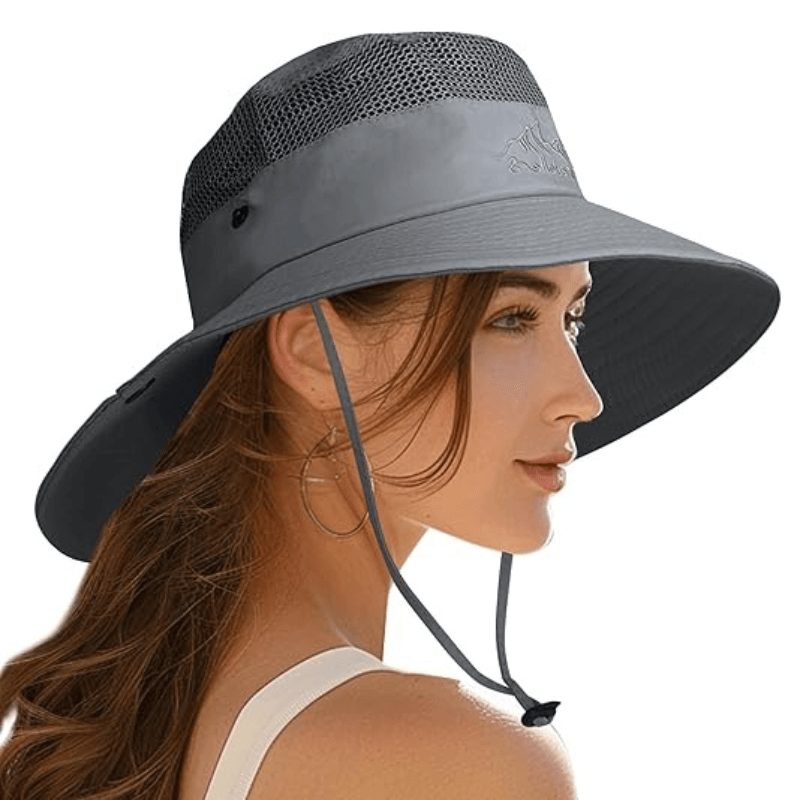 Wide Brim Sun Hat With Mesh Ventilation-USA Fish Bait