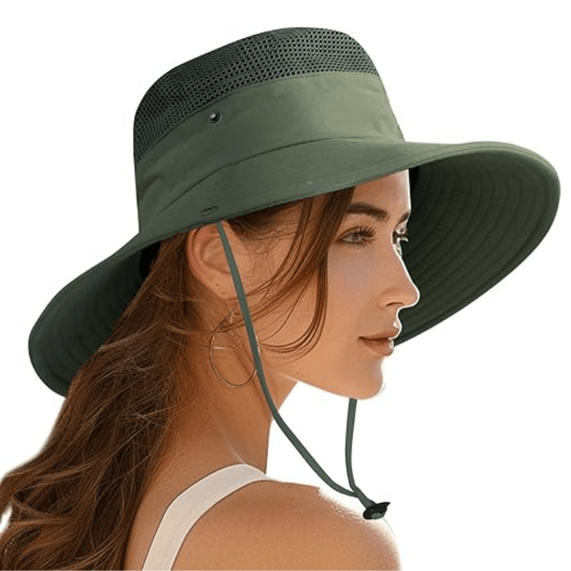 Wide Brim Sun Hat With Mesh Ventilation-USA Fish Bait