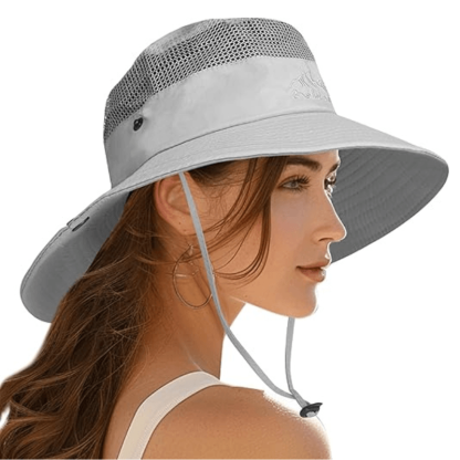 Wide Brim Sun Hat With Mesh Ventilation-USA Fish Bait