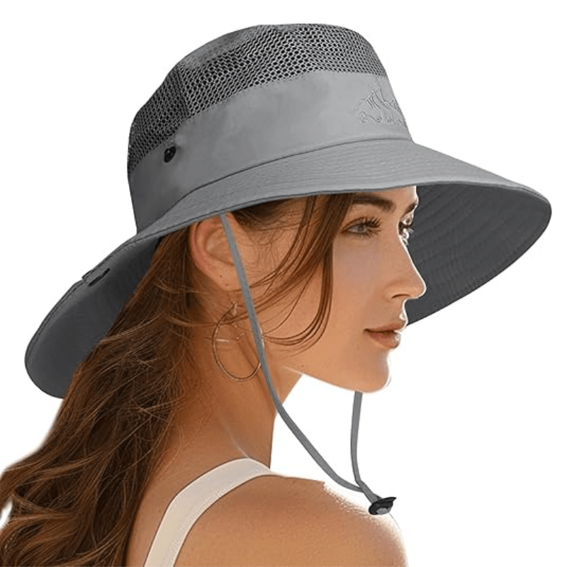 Wide Brim Sun Hat With Mesh Ventilation-USA Fish Bait