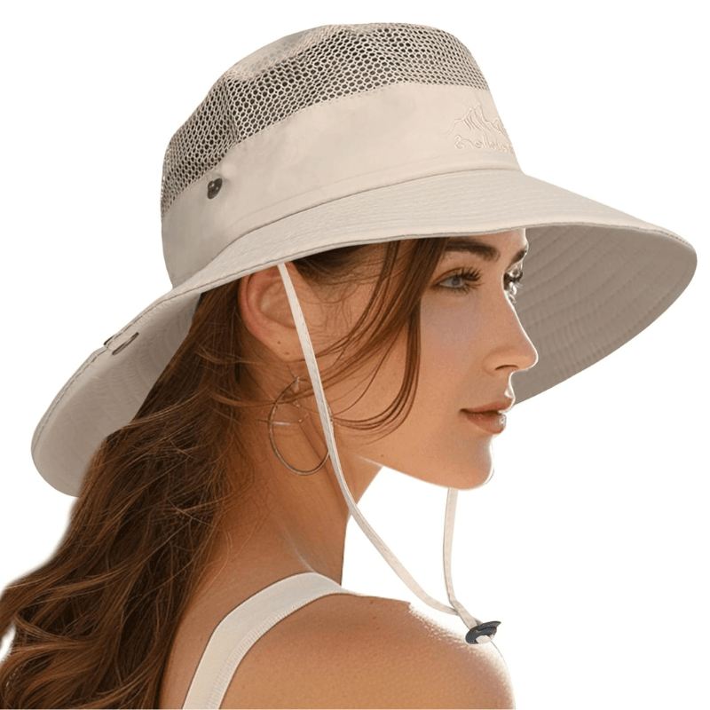 Wide Brim Sun Hat With Mesh Ventilation-USA Fish Bait
