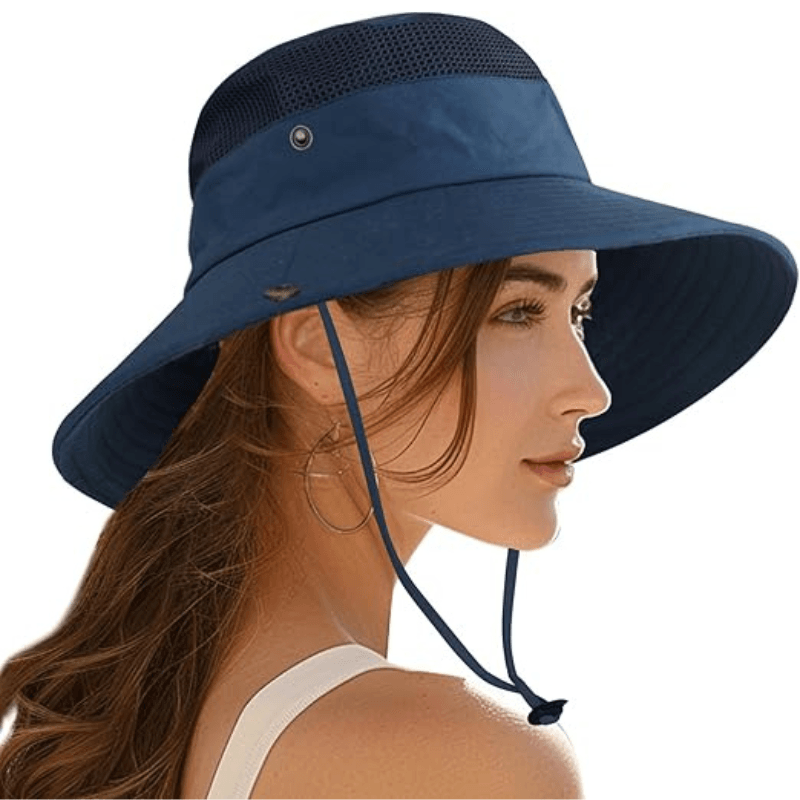Wide Brim Sun Hat With Mesh Ventilation-USA Fish Bait
