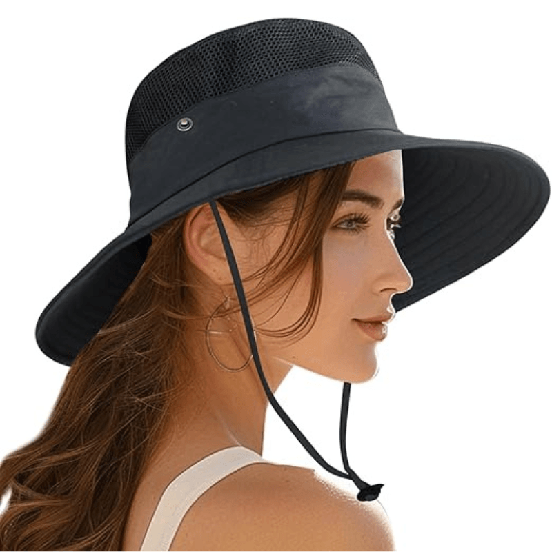 Wide Brim Sun Hat With Mesh Ventilation-USA Fish Bait