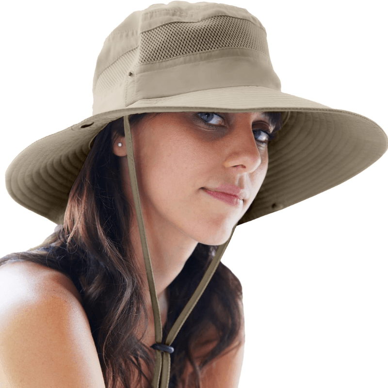 Wide Brim Sun Hat With Mesh Ventilation For Adventure - USA Fish Bait