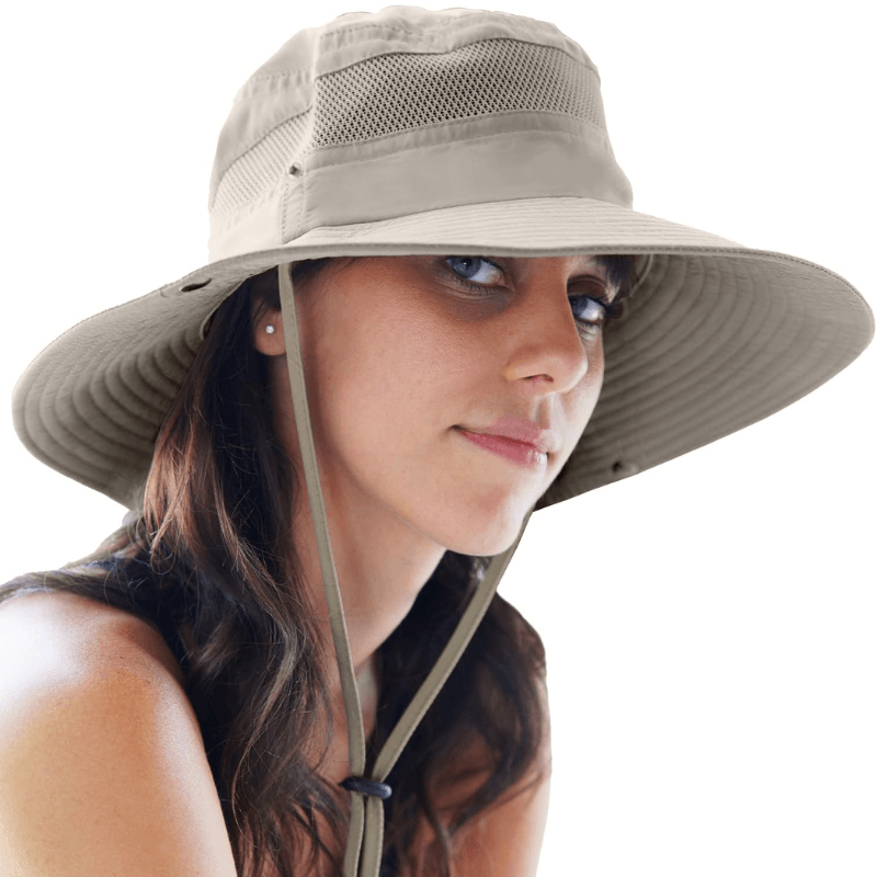 Wide Brim Sun Hat With Mesh Ventilation For Adventure-USA Fish Bait