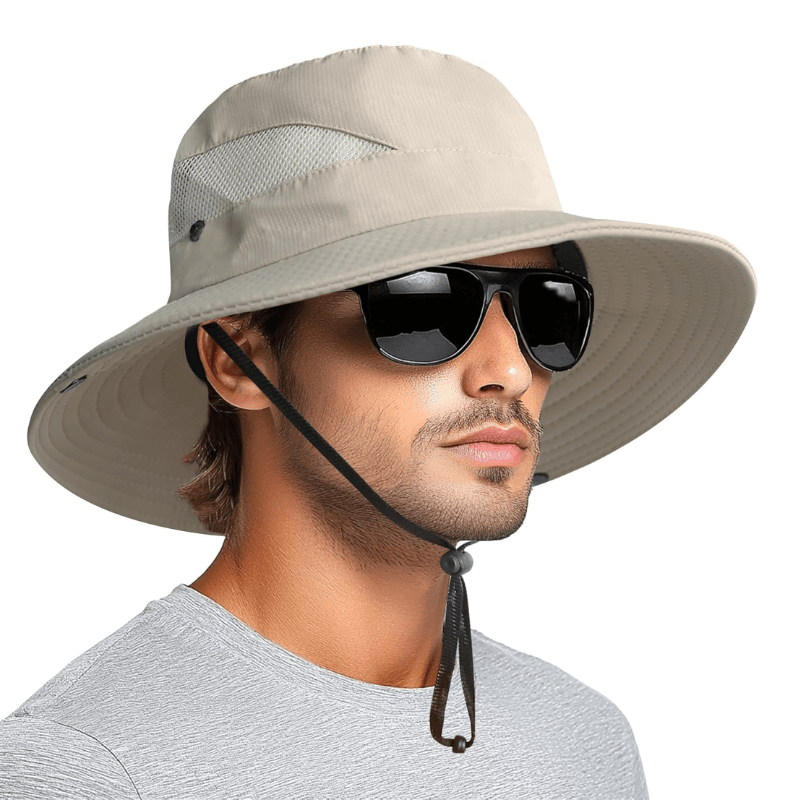 Wide Brim Sun Hat With Mesh Ventilation For Everyday-USA Fish Bait