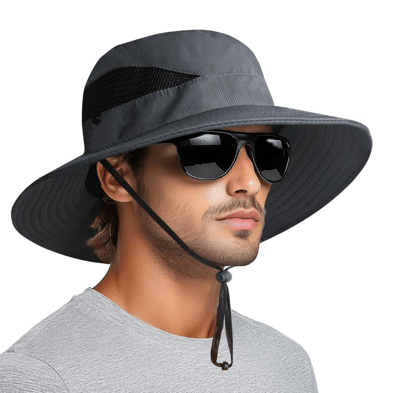 Wide Brim Sun Hat With Mesh Ventilation For Everyday-USA Fish Bait