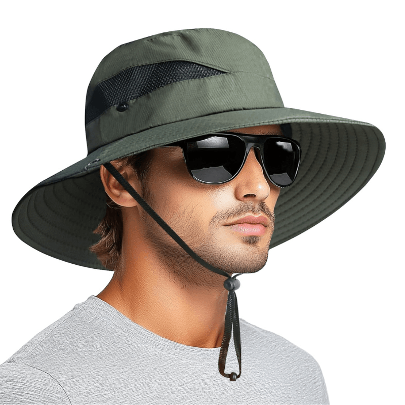 Wide Brim Sun Hat With Mesh Ventilation For Everyday-USA Fish Bait