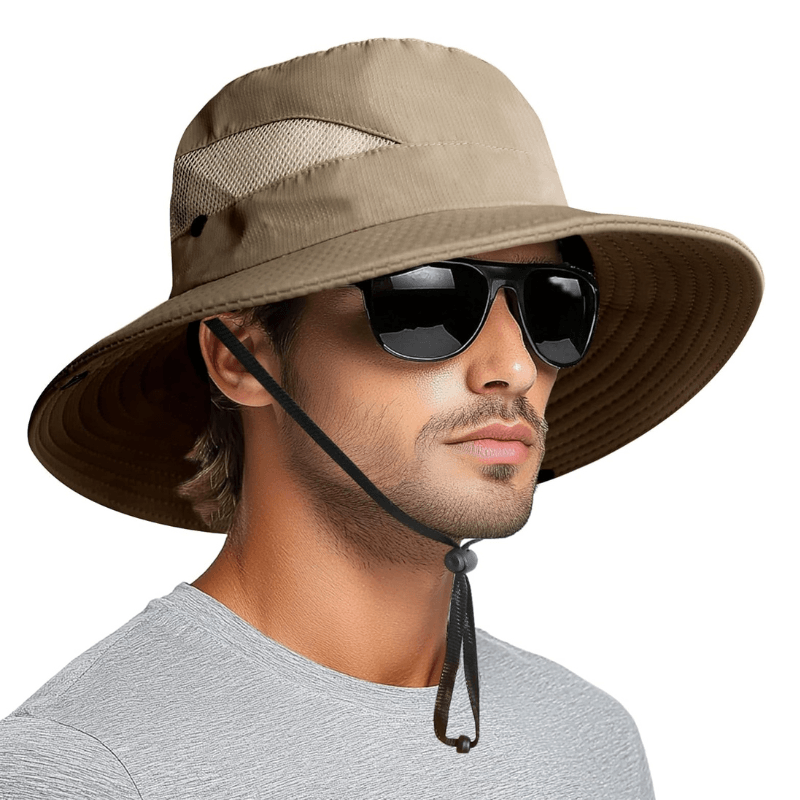 Wide Brim Sun Hat With Mesh Ventilation For Everyday-USA Fish Bait
