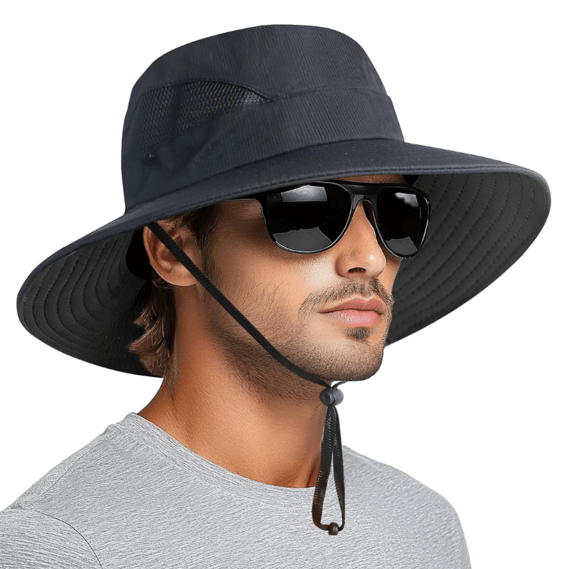 Wide Brim Sun Hat With Mesh Ventilation For Everyday-USA Fish Bait