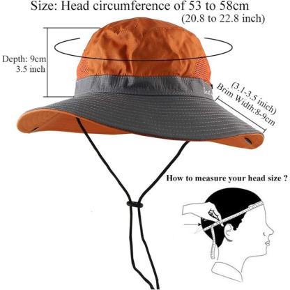 Packable Wide Brim Sun Hat With Adjustable Fit And Ponytail Opening - USA Fish Bait