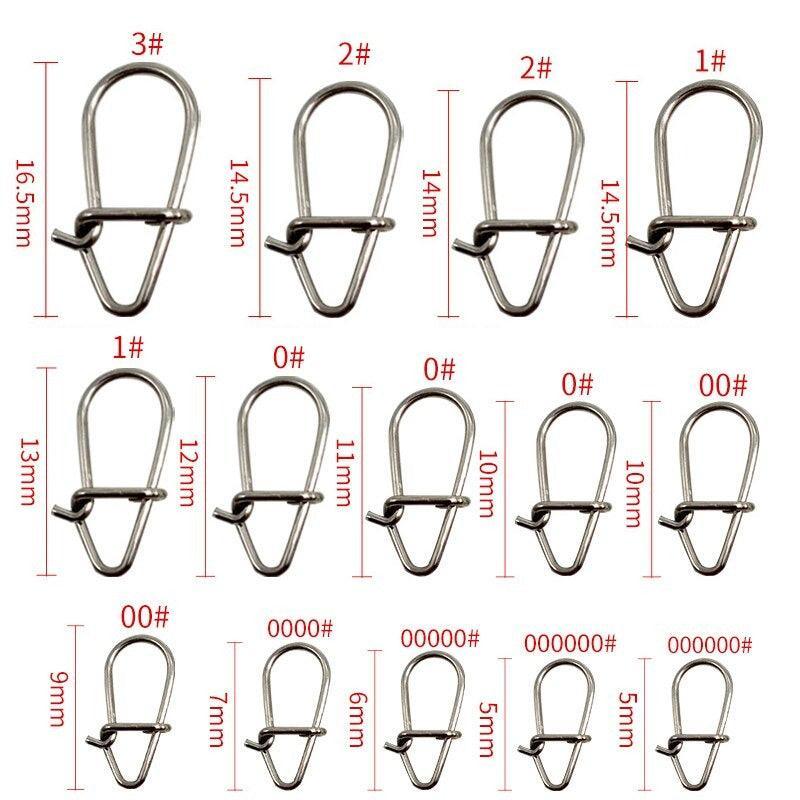 Stainless Steel Hook Fast Clips Lock Snaps Swivel Fishing Snap Pin - USA Fish Bait