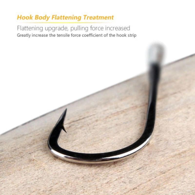 Black Nickel High Carbon Steel Long Shank Hook - USA Fish Bait