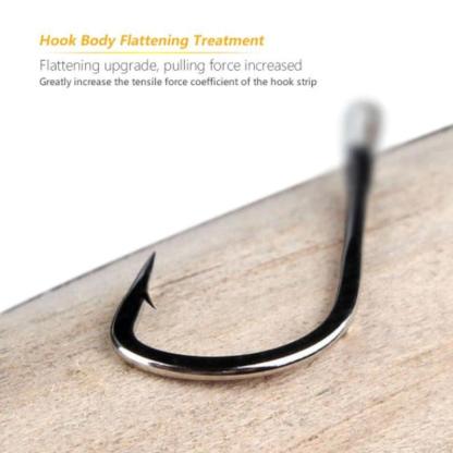 Black Nickel High Carbon Steel Long Shank Hook - USA Fish Bait