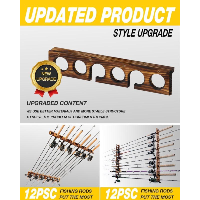 Wall And Ceiling Mounted Wooden Rod Rack For Fishing Gear Storage - USA Fish Bait