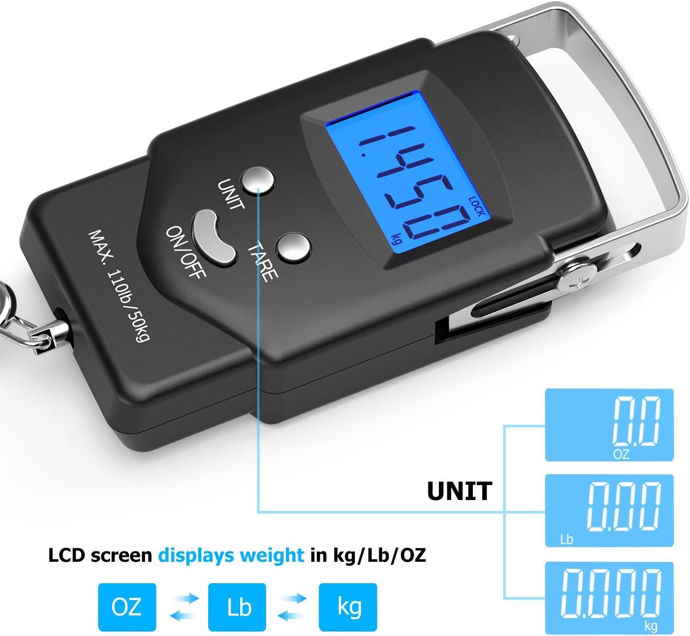 Digital Weighing Scale With LCD Display And Built In Measuring Tape - USA Fish Bait