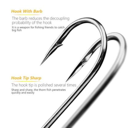 Black Nickel High Carbon Steel Long Shank Hook - USA Fish Bait