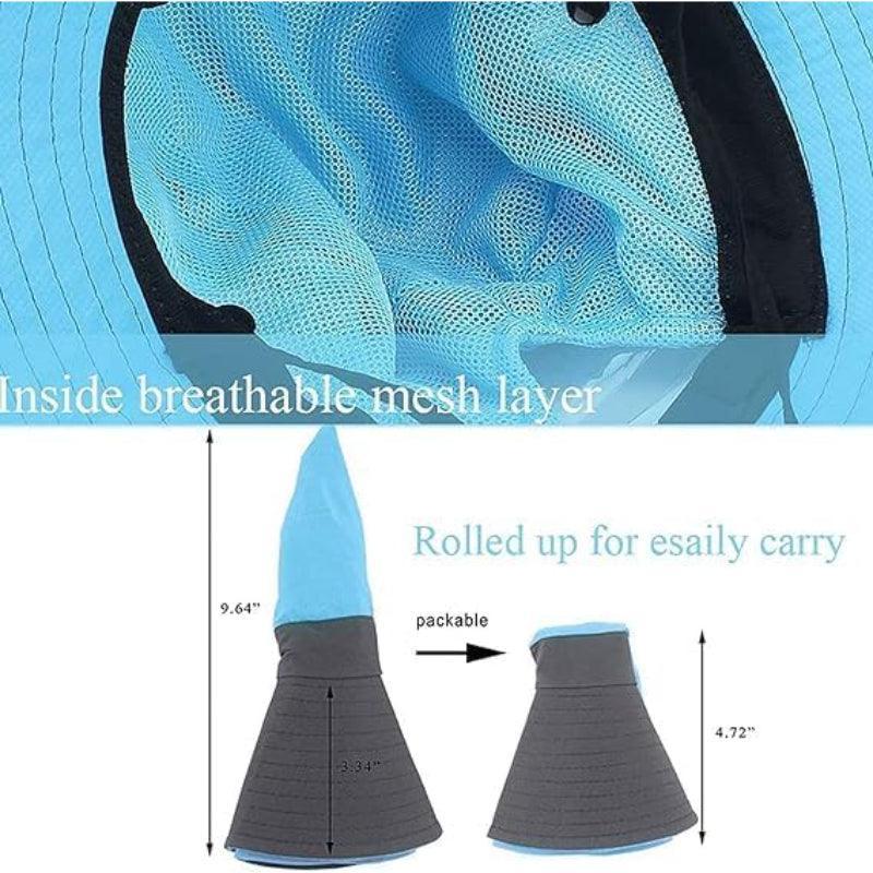 Wide Brim Sun Hat With Ponytail Opening And Adjustable Fit - USA Fish Bait