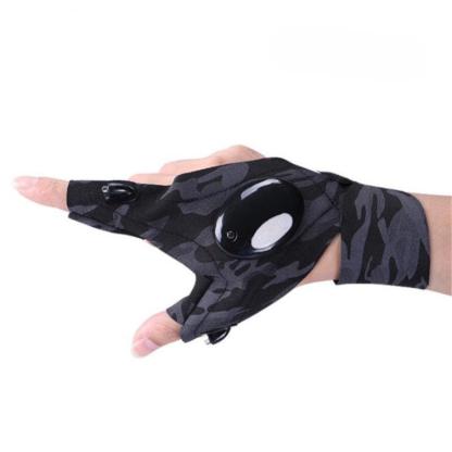 LED Flashlight Waterproof Fingerless Fishing Gloves-USA Fish Bait