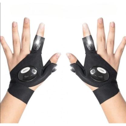 LED Flashlight Waterproof Fingerless Fishing Gloves-USA Fish Bait