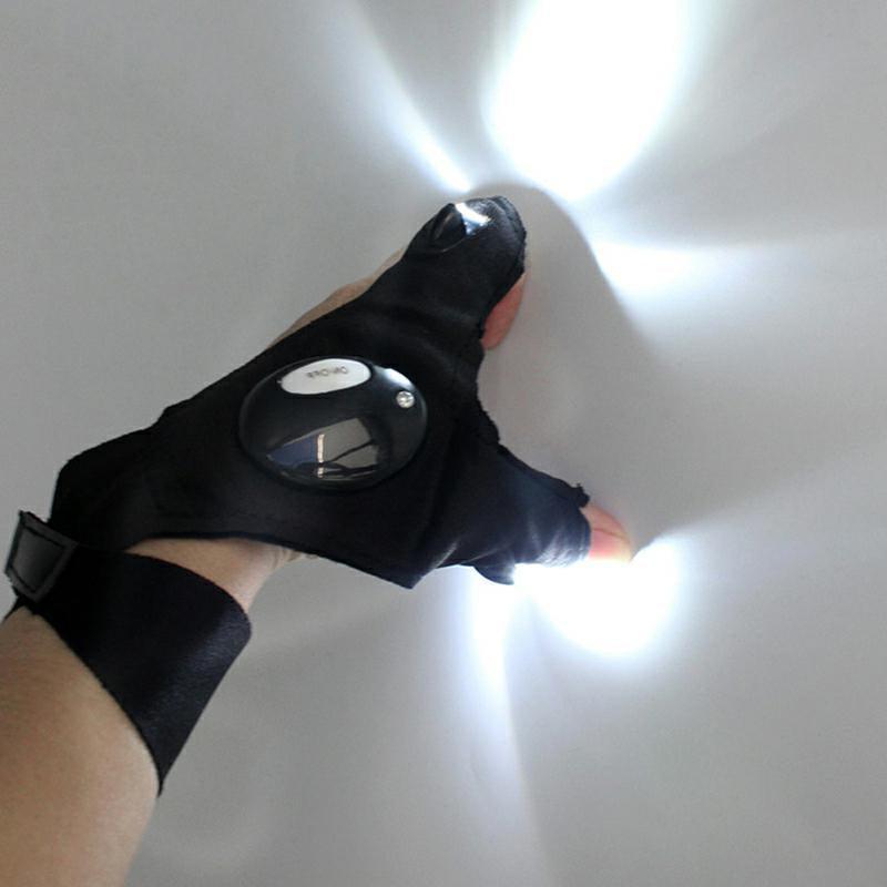 LED Flashlight Waterproof Fingerless Fishing Gloves-USA Fish Bait
