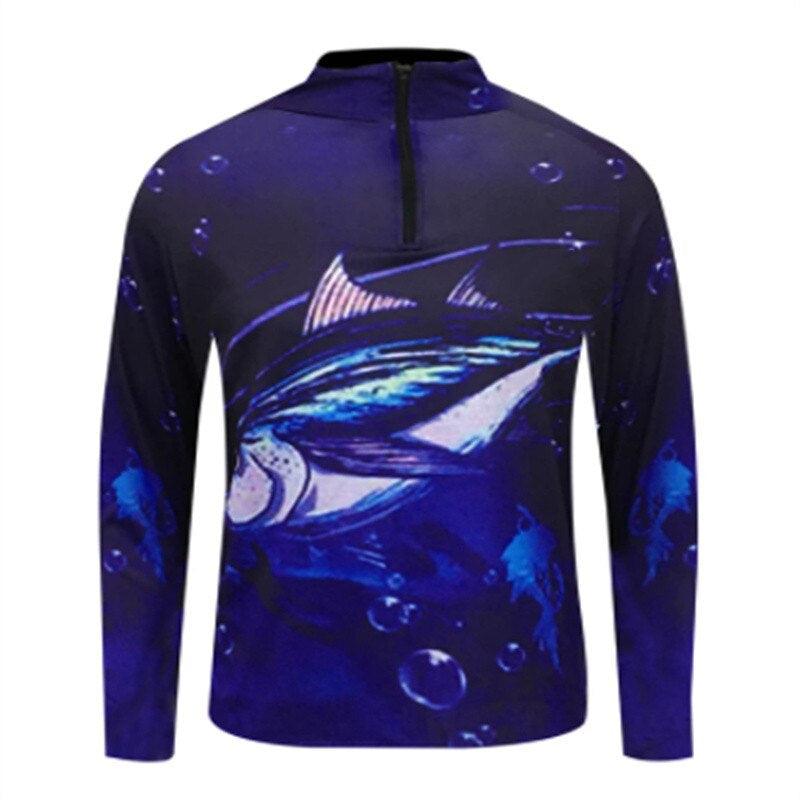 Zippered UV Fishing Shirt-USA Fish Bait