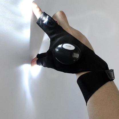 LED Flashlight Waterproof Fingerless Fishing Gloves-USA Fish Bait