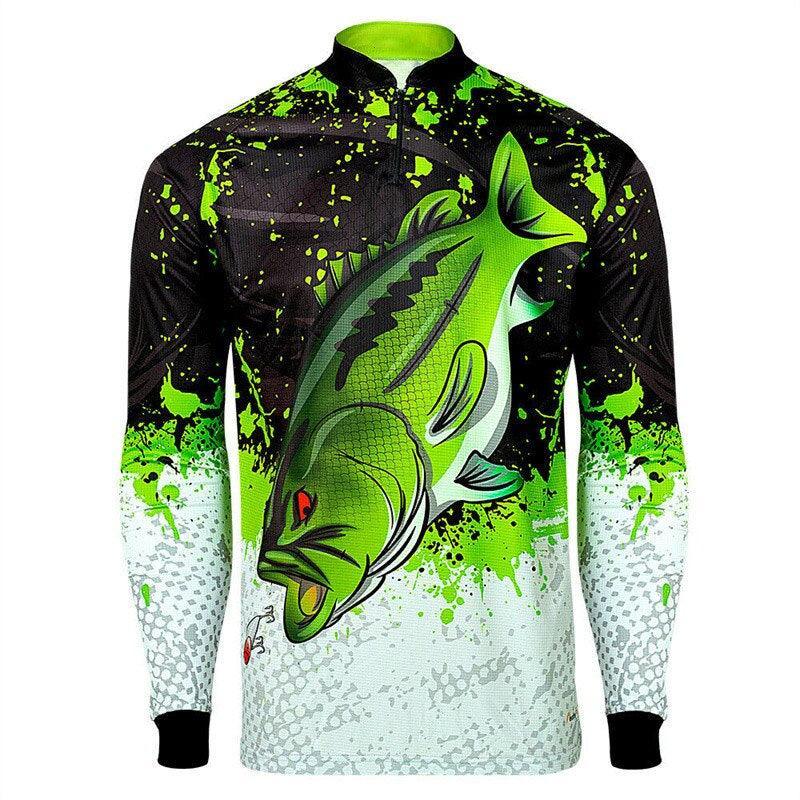 Zippered UV Fishing Shirt-USA Fish Bait