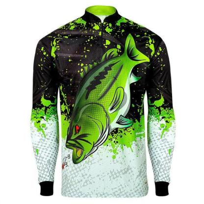 Zippered UV Fishing Shirt-USA Fish Bait