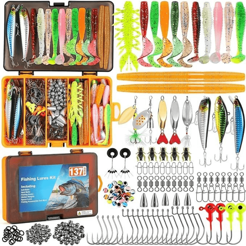 137 Piece Fishing Tackle Box With Lures-USA Fish Bait