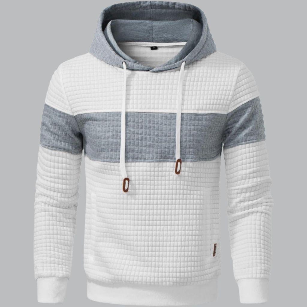 Long Sleeve Pullover Patchwork Plaid Jacquard Hoodie