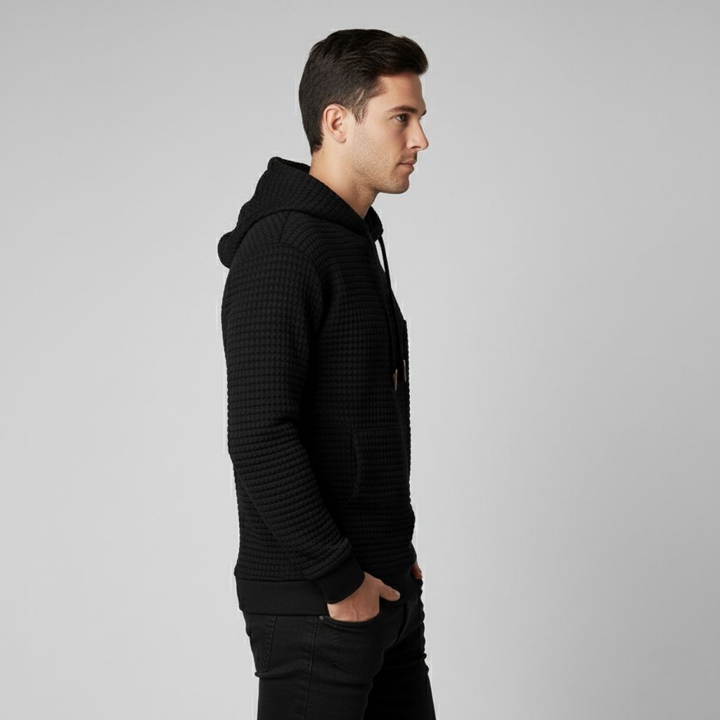 Long Sleeve Pullover Patchwork Plaid Jacquard Hoodie