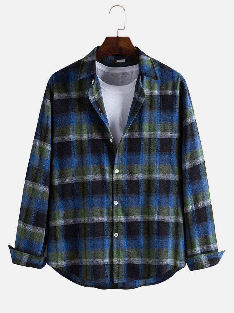 Men's Plaid Button Up Shirt-Vacay Outfit