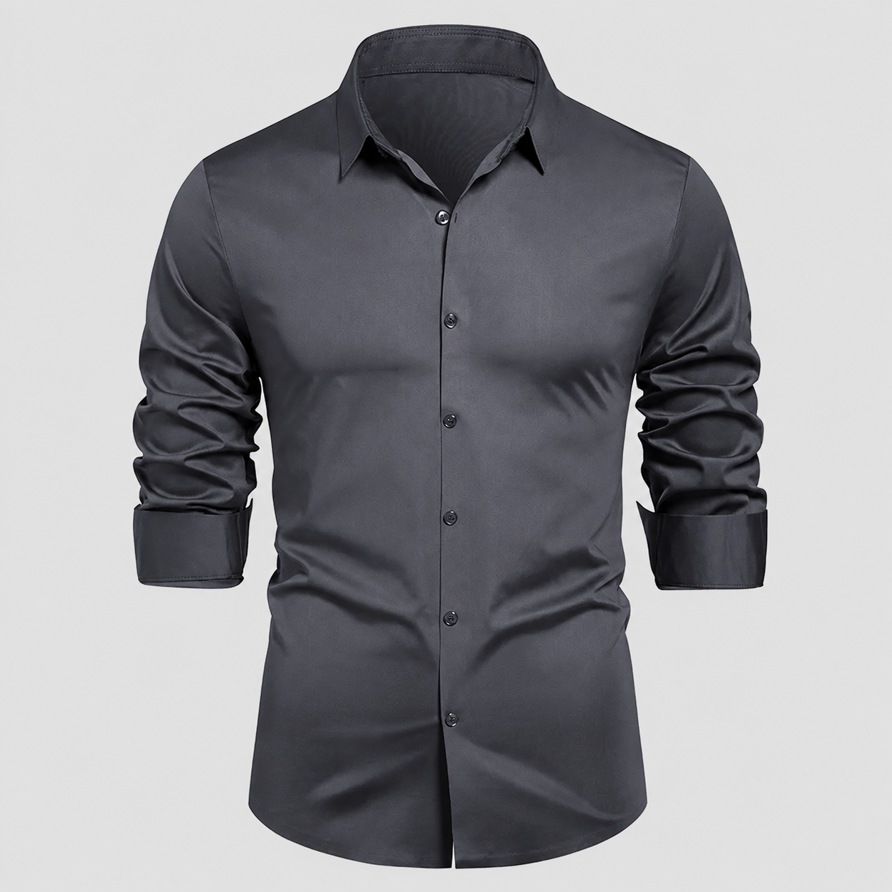 Slim Fit Long Sleeve Solid Color Formal Shirt For Men