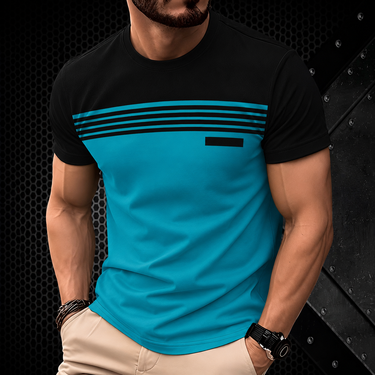 Casual Round Collar Short Sleeve T Shirt All Season Wear For Men