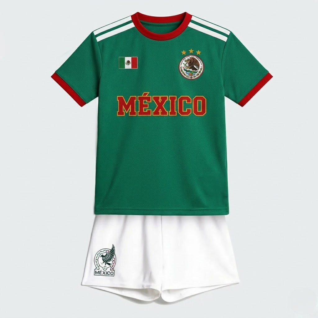 2026 Mexico Home Jersey And Shorts Set For Kids
