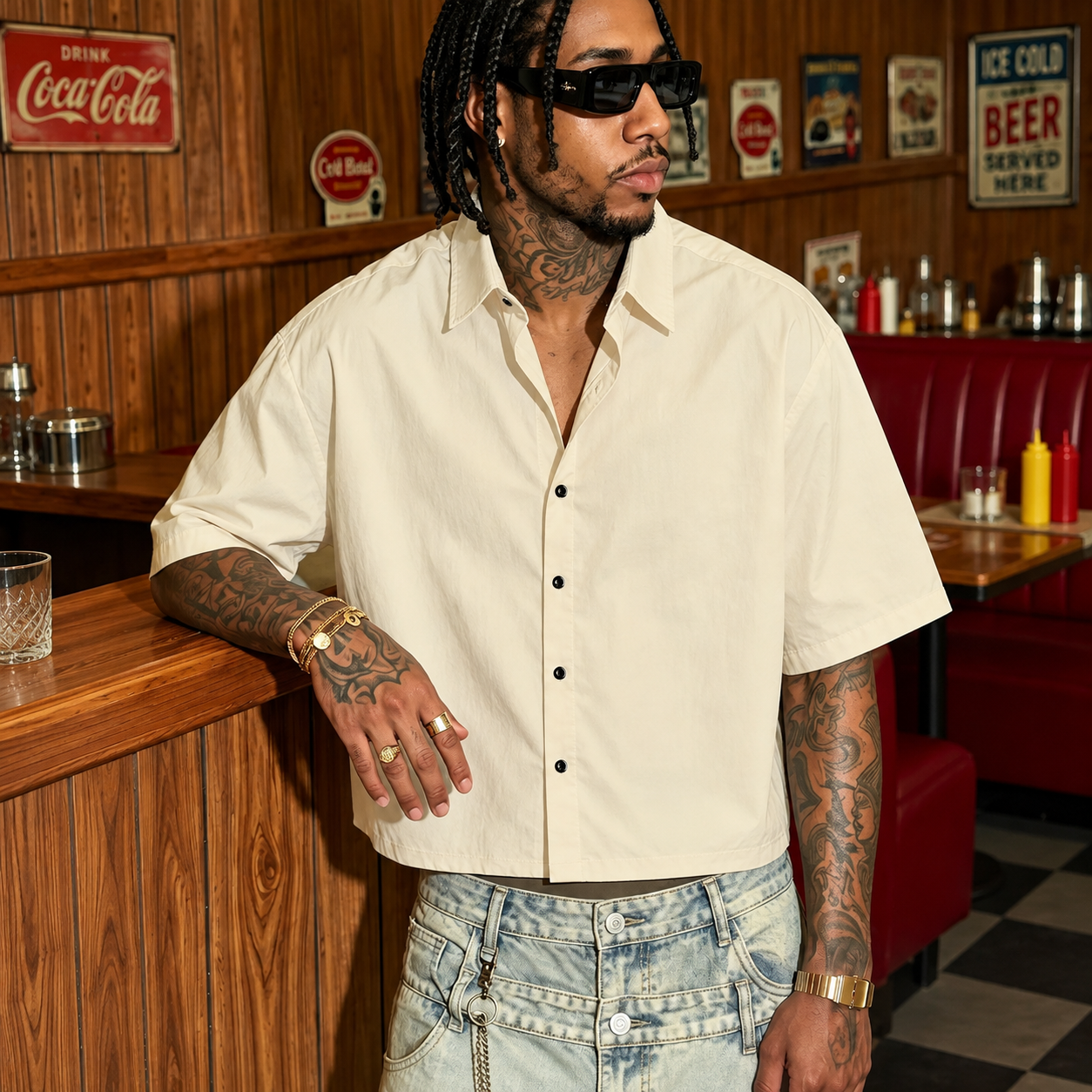 Oversized Casual Loose Fit Short Sleeve Summer Shirt For Men