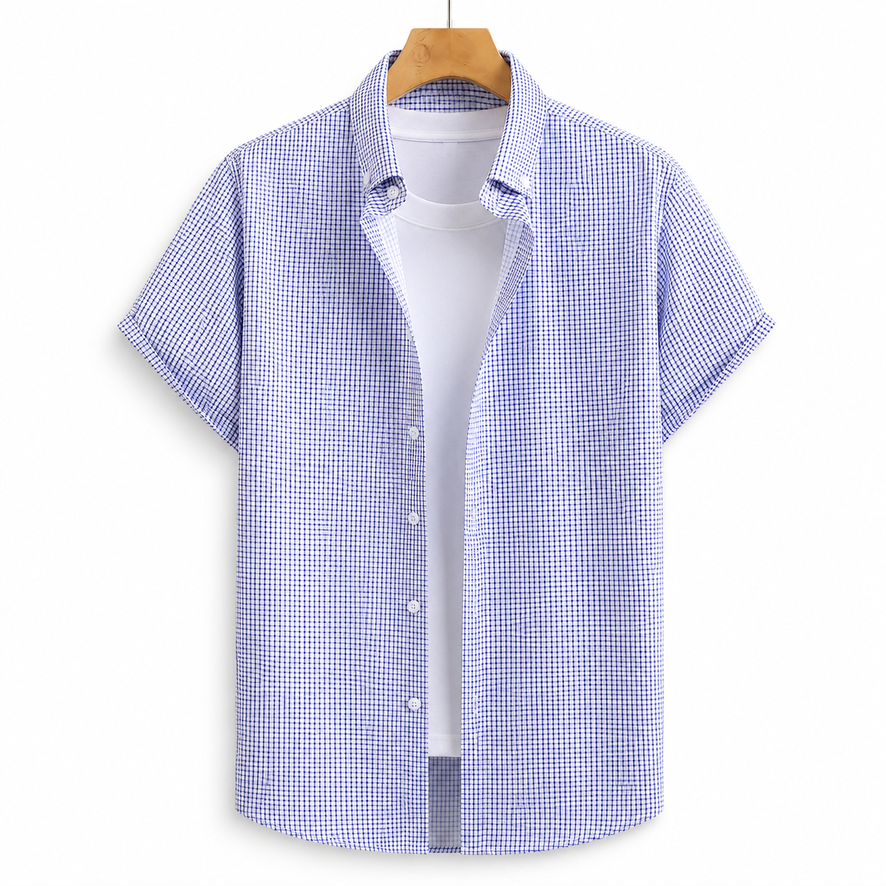  Pack Of 4 Classic Buttoned Turn Down Collar Short Sleeve Shirt For Men