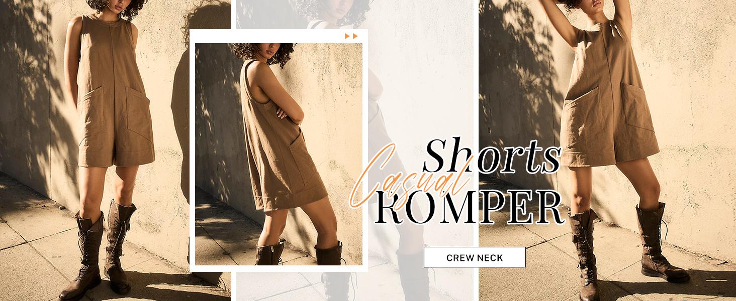 UANEO Women's Summer Sleeveless Romper Casaul Beach Vacation Loose Shorts Jumpsuit Overalls Outfits 2025 With Pocket