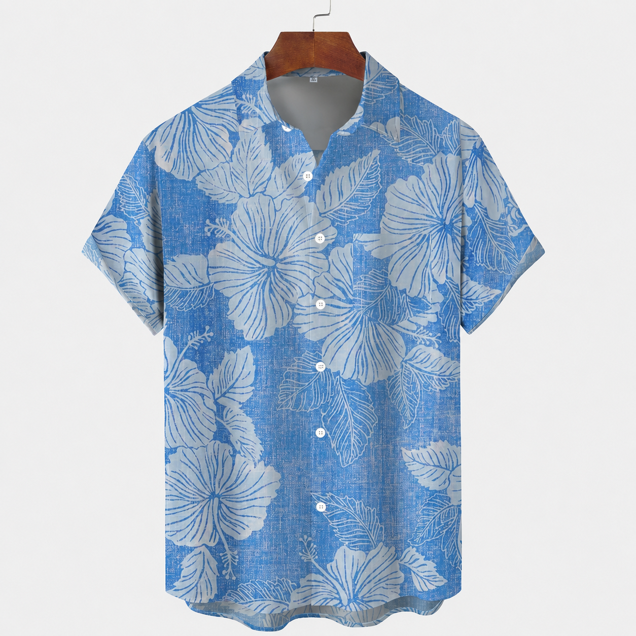 Hawaiian Floral Print Pocket Short Sleeve Button Up Shirt For Men