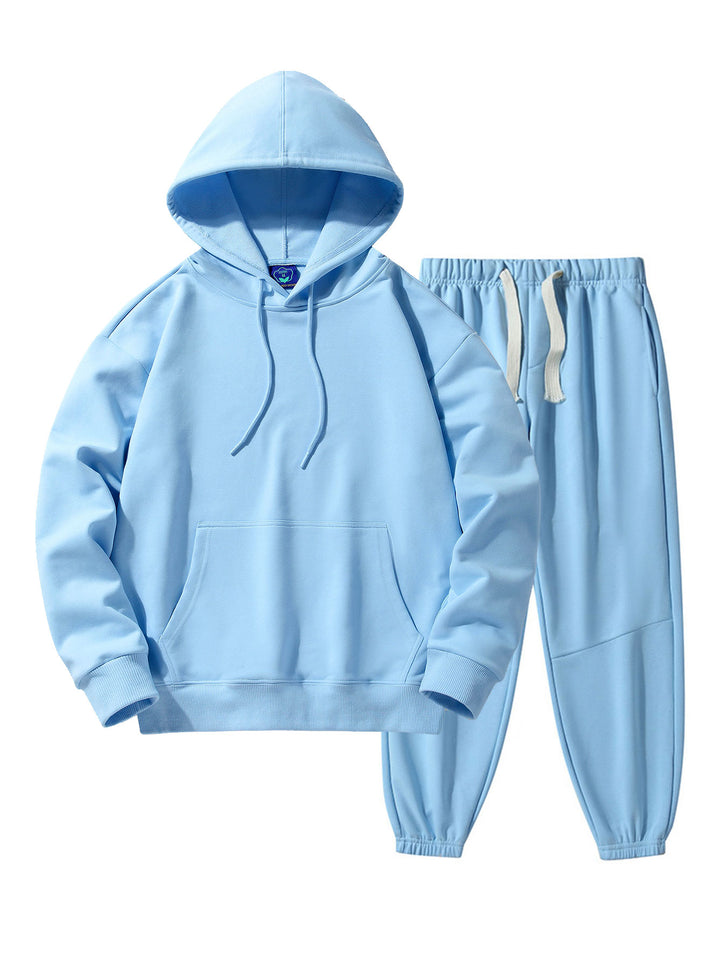 Basic Drop Shoulder Relaxed Hoodie And Jogger Pants-Vacay Outfit