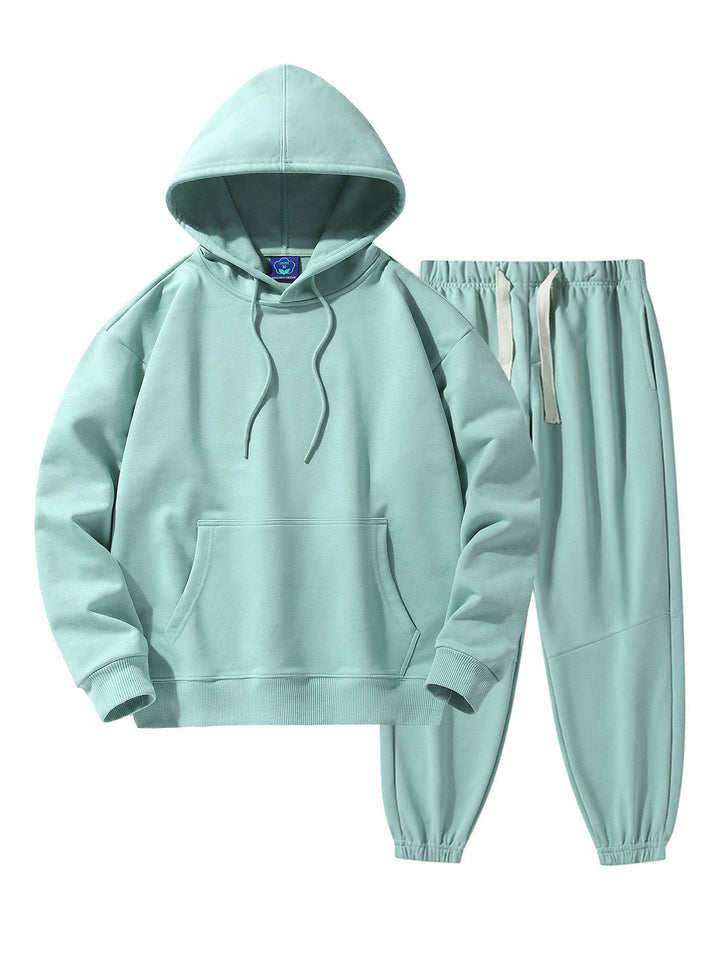 Basic Drop Shoulder Relaxed Hoodie And Jogger Pants-Vacay Outfit