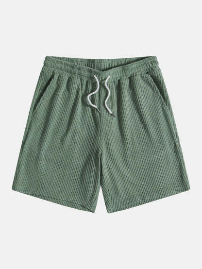 Waffle Button Up Shirt And Shorts-Vacay Outfit